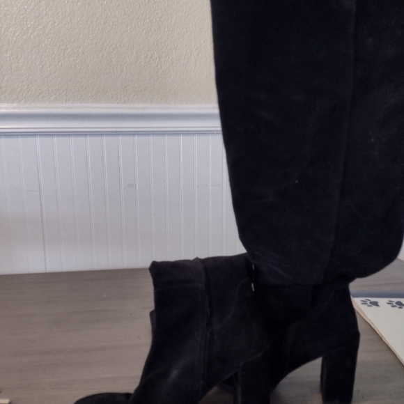 ZARA BLACK SUEDE BOOTS OVER THE KNEE N.W.O.T - Picture 4 of 5